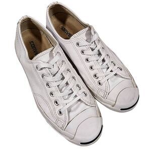 Converse Men's White Jack Purcell Leather Canvas Sneakers Vintage